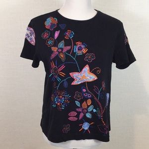 Laura Ashley black embroidered tee - so unique!